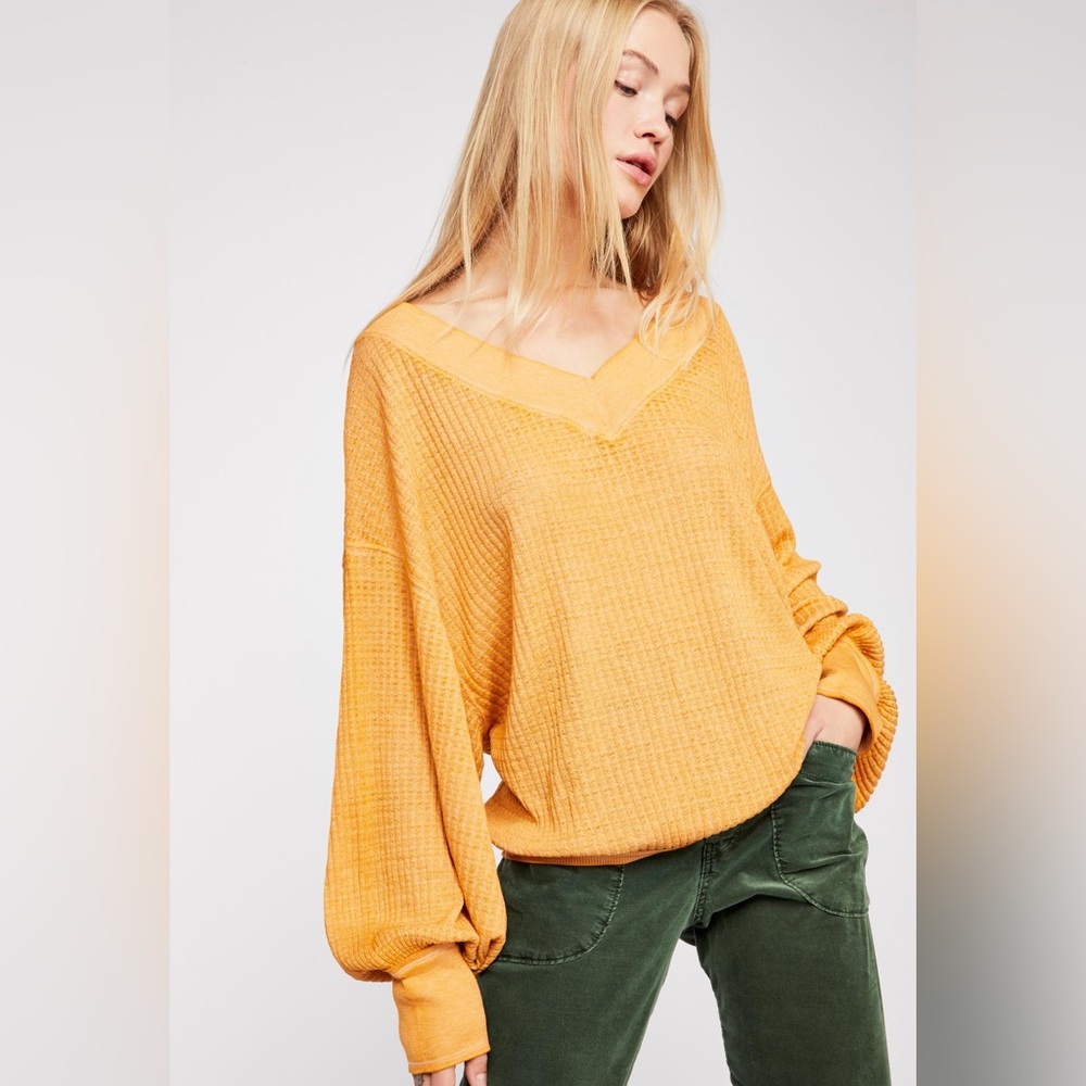 Free People Women's Yellow We The Free South Side Thermal Top size L
